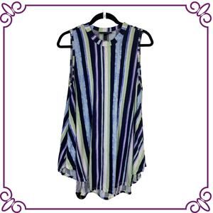 Lane Bryant Sleeveless High Neck Tunic A Line Stripes Top Size 10 / 12